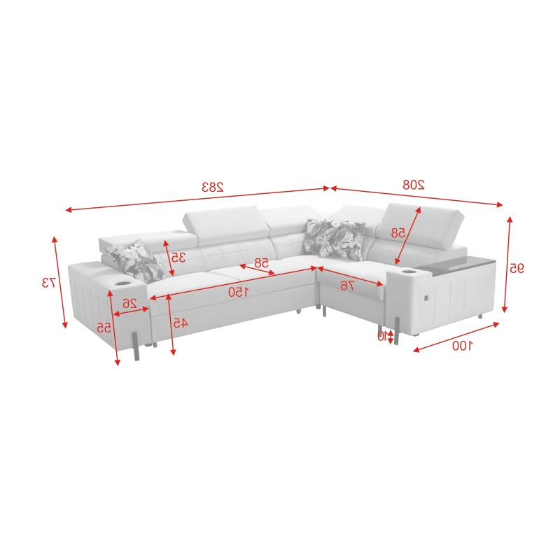 Ecksofa Zetta II mit Schlaffunktion, Bar, Bettkasten und USB-Anschluss - Velvet, Jaguar 2167
