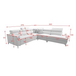 Arco VIII corner sofa with sleeping function and adjustable headrests