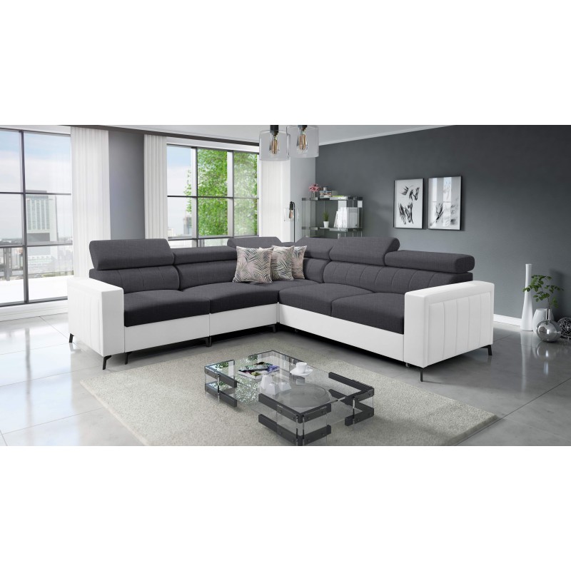Arco IV corner sofa with sleeping function, Plecionka fabric, Sawana 96 + Eco-leather - elegance and functionality