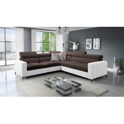 Ecksofa Arco IV mit Schlaffunktion, Stoff Plecionka, Sawana 26 + Kunstleder - Eleganz und Funktionalität