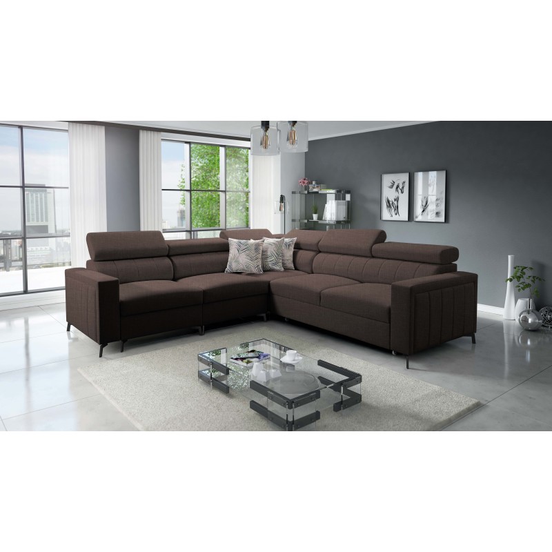 Ecksofa Arco IV mit Schlaffunktion, Stoff Plecionka, Sawana 26 - Eleganz und Funktionalität