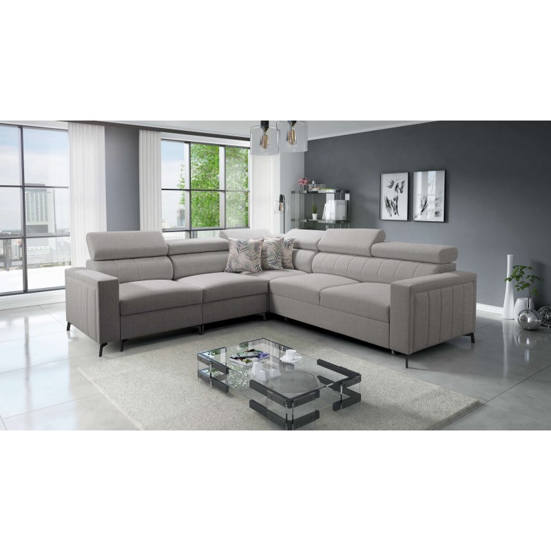 Ecksofa Arco IV mit Schlaffunktion, Stoff Plecionka, Sawana 11 - Eleganz und Funktionalität