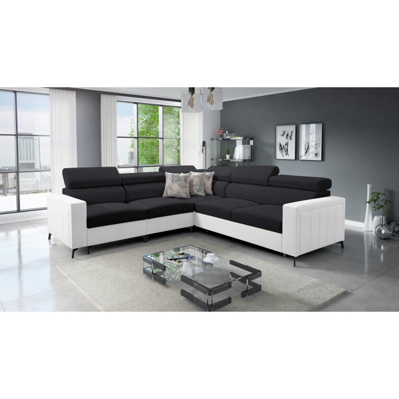 Arco IV Corner Sofa with Sleeping Function, Fabric Weave, Sawana 14 + Eco-leather - Elegance and Functionality