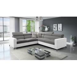 Arco IV Corner Sofa with Sleeping Function, Velvet Fabric, Mono 246 + Eco-leather - Elegance and Functionality