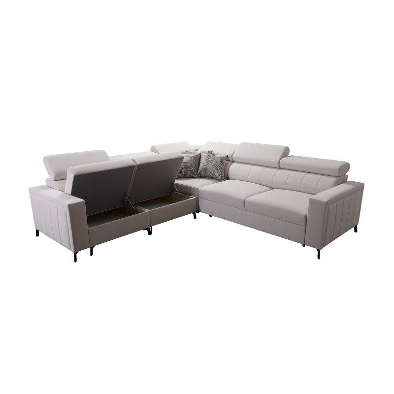 Ecksofa Arco IV mit Schlaffunktion, Samtstoff, Mono 246 + Kunstleder - Eleganz und Funktionalität