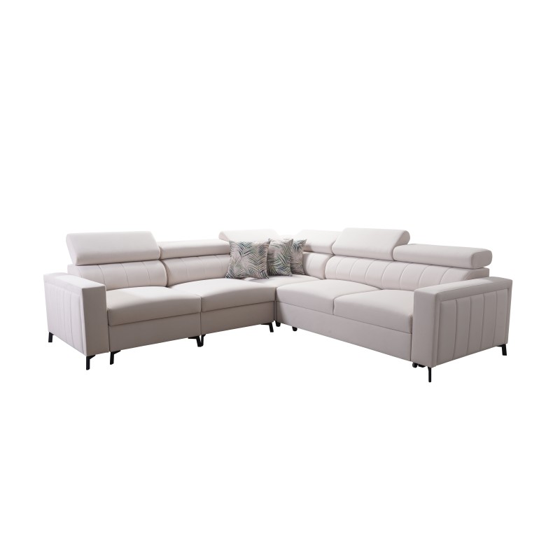 Ecksofa Arco IV mit Schlaffunktion, Samtstoff, Mono 246 + Kunstleder - Eleganz und Funktionalität