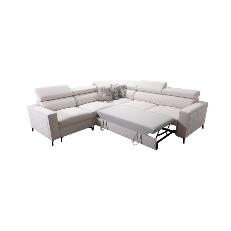 Ecksofa Arco IV mit Schlaffunktion, Samtstoff, Mono 246 + Kunstleder - Eleganz und Funktionalität