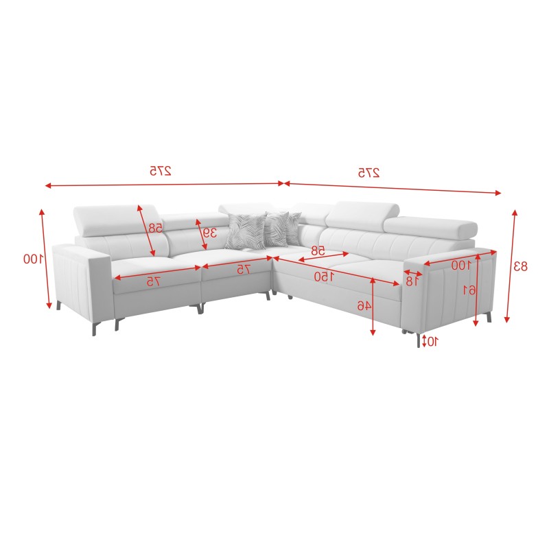 Ecksofa Arco IV mit Schlaffunktion, Stoff Velvet, Mono 239 + Kunstleder - Eleganz und Funktionalität