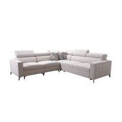 Arco IV Corner Sofa with Sleeping Function, Velvet Fabric, Mono 236 + Eco-leather - Elegance and Functionality