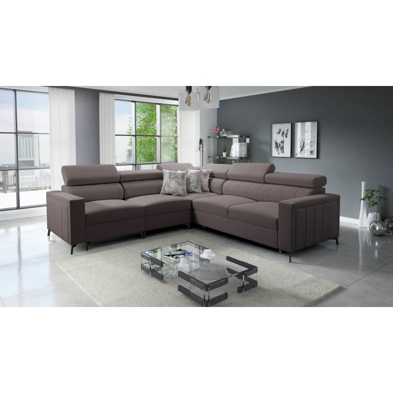 Arco IV Corner Sofa with Sleeping Function, Velvet Fabric, Mono 234 - Elegance and Functionality