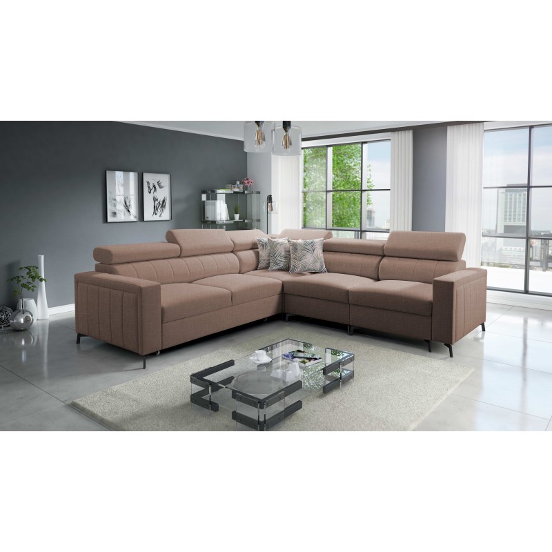 Arco IV Corner Sofa with Sleeping Function, Plecionka Fabric, Sawana 25 - Elegance and Functionality
