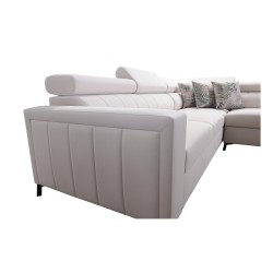 Narożnik Arco IV z funkcją spania, tkanina Plecionka, Sawana 96 + Ecoskóra - elegancja i funkcjonalność