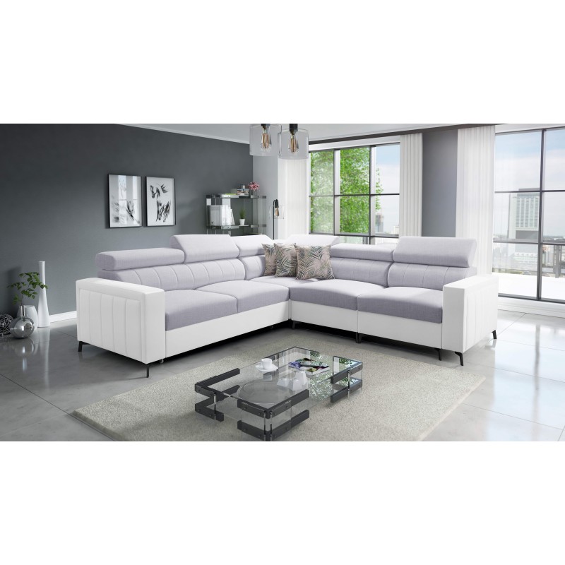 Arco IV corner sofa with sleeping function, fabric Weave, Sawana 84 + Eco-leather - elegance and functionality
