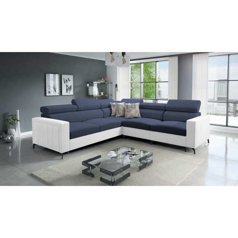 Arco IV Corner Sofa with Sleeping Function, Fabric Weave, Sawana 80 + Eco-leather - Elegance and Functionality