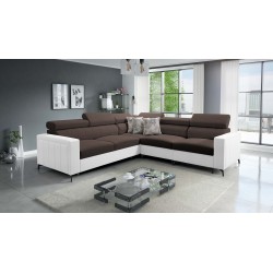 Arco IV Corner Sofa with Sleeping Function, Woven Fabric, Sawana 26 + Eco-leather - Elegance and Functionality