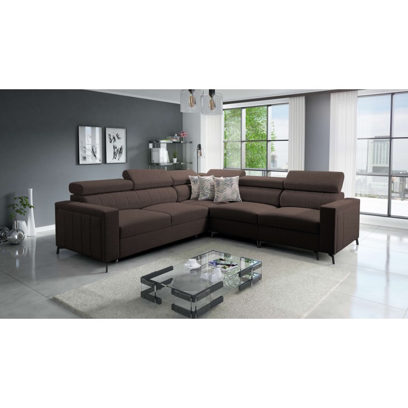 Ecksofa Arco IV mit Schlaffunktion, Stoff Plecionka, Sawana 26 - Eleganz und Funktionalität