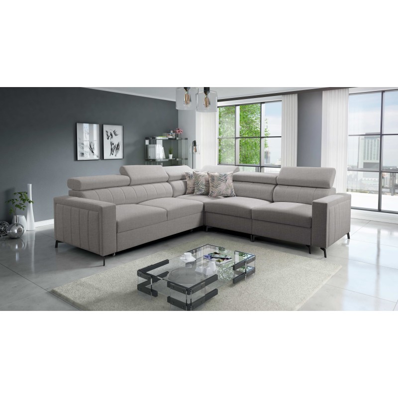 Ecksofa Arco IV mit Schlaffunktion, Stoff Plecionka, Sawana 11 - Eleganz und Funktionalität
