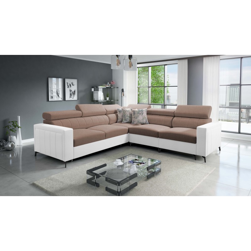 Arco IV Corner Sofa Bed with Sleeping Function, Fabric Weave, Sawana 25 + Eco-leather - Elegance and Functionality