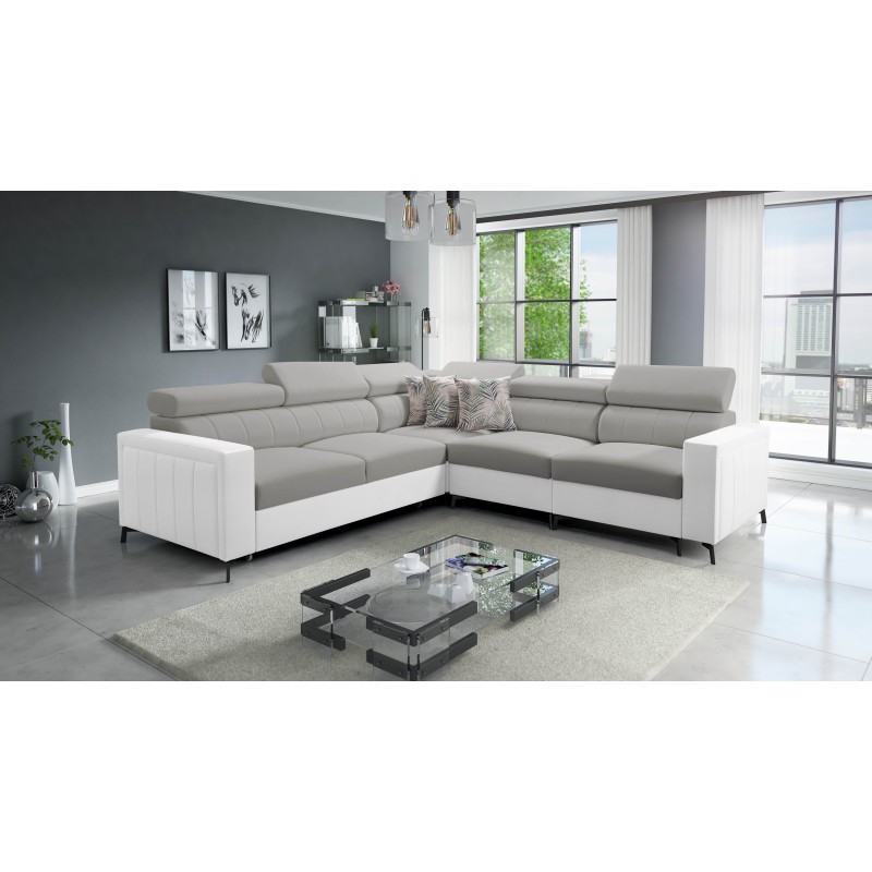 Arco IV corner sofa with sleeping function, Velvet fabric, Mono 244 + Eco-leather - elegance and functionality