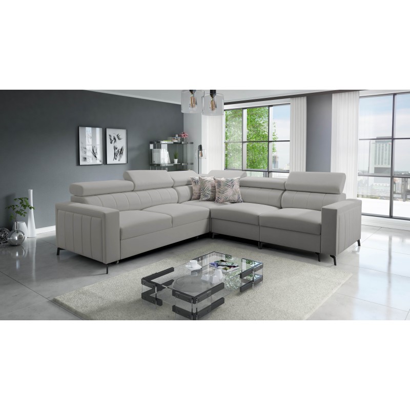 Ecksofa Arco IV mit Schlaffunktion, Stoff Velvet, Mono 244 - Eleganz und Funktionalität