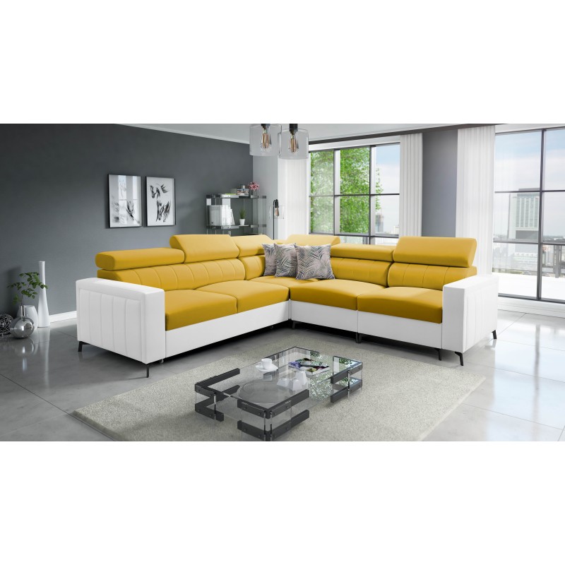 Ecksofa Arco IV mit Schlaffunktion, Stoff Velvet, Mono 236 + Kunstleder - Eleganz und Funktionalität