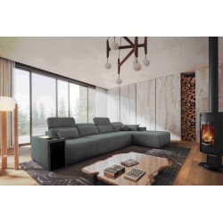 Elegant Corner Sofa Milano XII with Sleeping Function - Woven Fabric, Verita 88