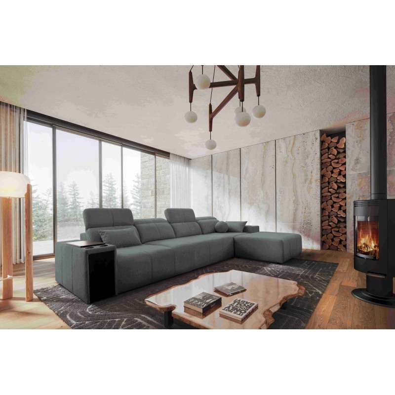 Elegantes Ecksofa Milano XII mit Schlaffunktion - Stoff Flechtwerk, Verita 88