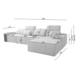 Elegantes Ecksofa Milano XII mit Schlaffunktion - Gewebter Stoff, Verita 80