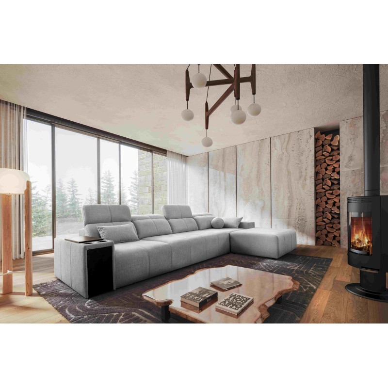 Elegantes Ecksofa Milano XII mit Schlaffunktion - Gewebter Stoff, Verita 80