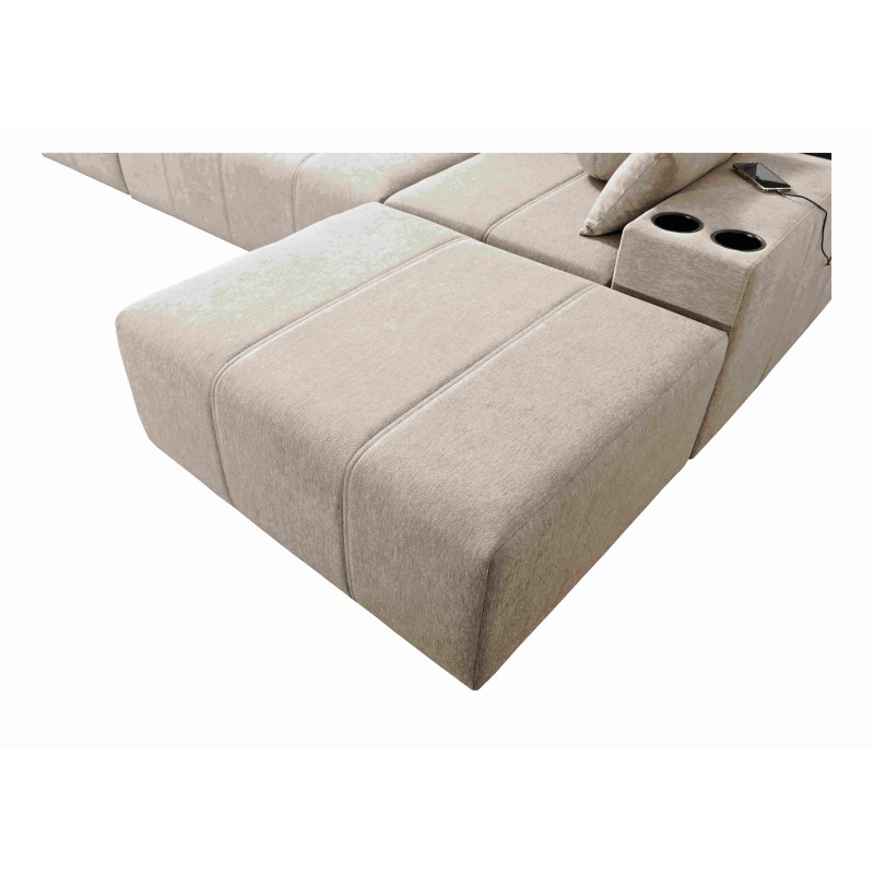 Elegant Corner Sofa Milano XII with Sleeping Function - Woven Fabric, Verita 76