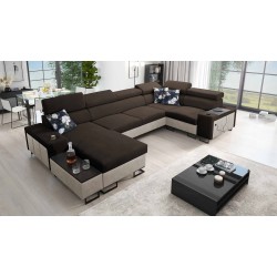Esquina en forma de U Prestige IV maxi con función de dormir y puerto USB | Suave al tacto, Freya 210.08 + Tauro 8203