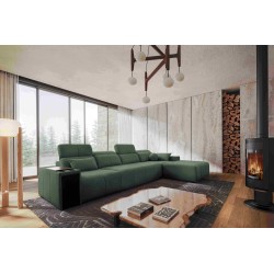 Elegant Milano XII Corner Sofa with Sleeping Function - Woven Fabric, Verita 75