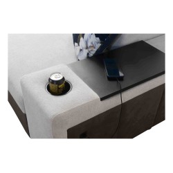 U-shaped corner sofa Prestige IV maxi with a sleeping function and USB port | Soft to the touch, Freya 210.20 + Tauro 8207