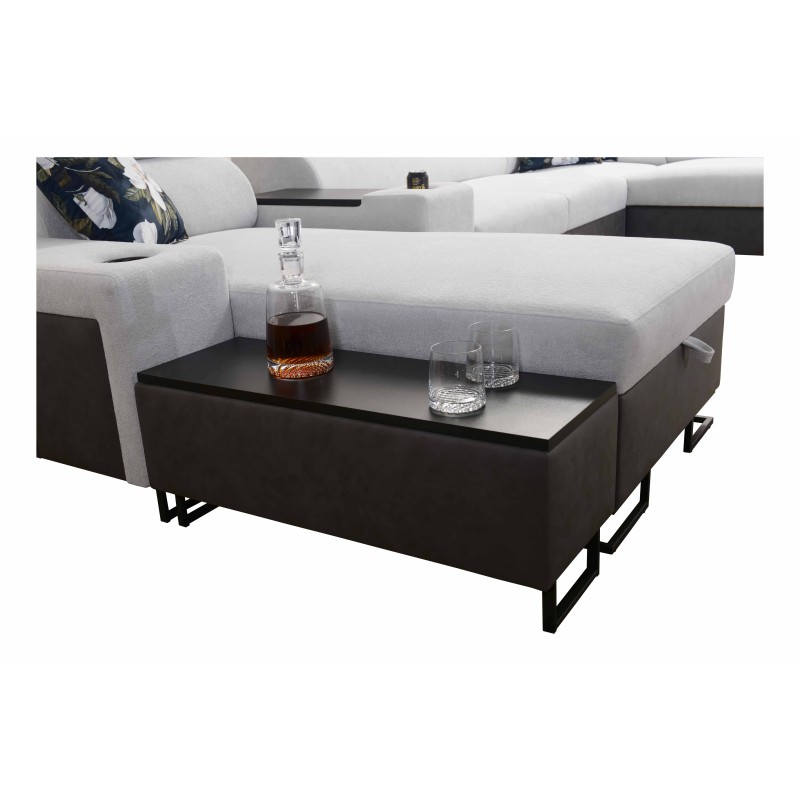 U-shaped corner sofa Prestige IV maxi with a sleeping function and USB port | Soft to the touch, Freya 210.20 + Tauro 8207