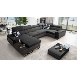 U-förmige Ecksofa Prestige IV Maxi mit Schlaffunktion und USB-Anschluss | Weich im Griff, Freya 210.24 + Tauro 8207