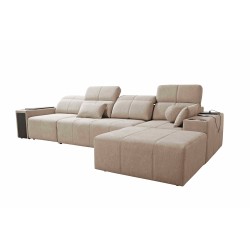 Elegant Corner Sofa Milano XII with Sleeping Function - Woven Fabric, Verita 54
