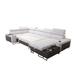 U-förmiges Ecksofa Prestige IV maxi mit Schlaffunktion und USB-Anschluss | Weich im Griff, Freya 210.04 + Tauro 8203