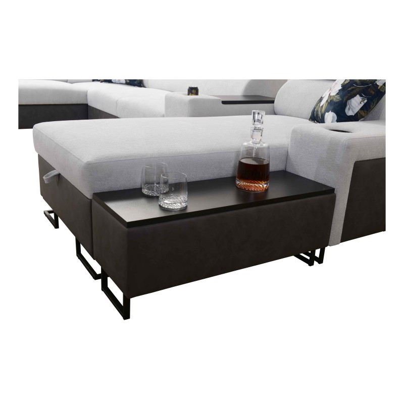 U-shaped corner sofa Prestige IV maxi with a sleeping function and USB port | Soft to the touch, Freya 210.25 + Tauro 8207