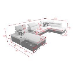 Sofá Esquinero en Forma de U Prestige V con Función de Cama y Puerto USB | Muebles de Alta Calidad