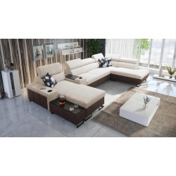 U-förmiges Ecksofa Prestige V mit Schlaffunktion und USB-Anschluss | Möbel von hoher Qualität