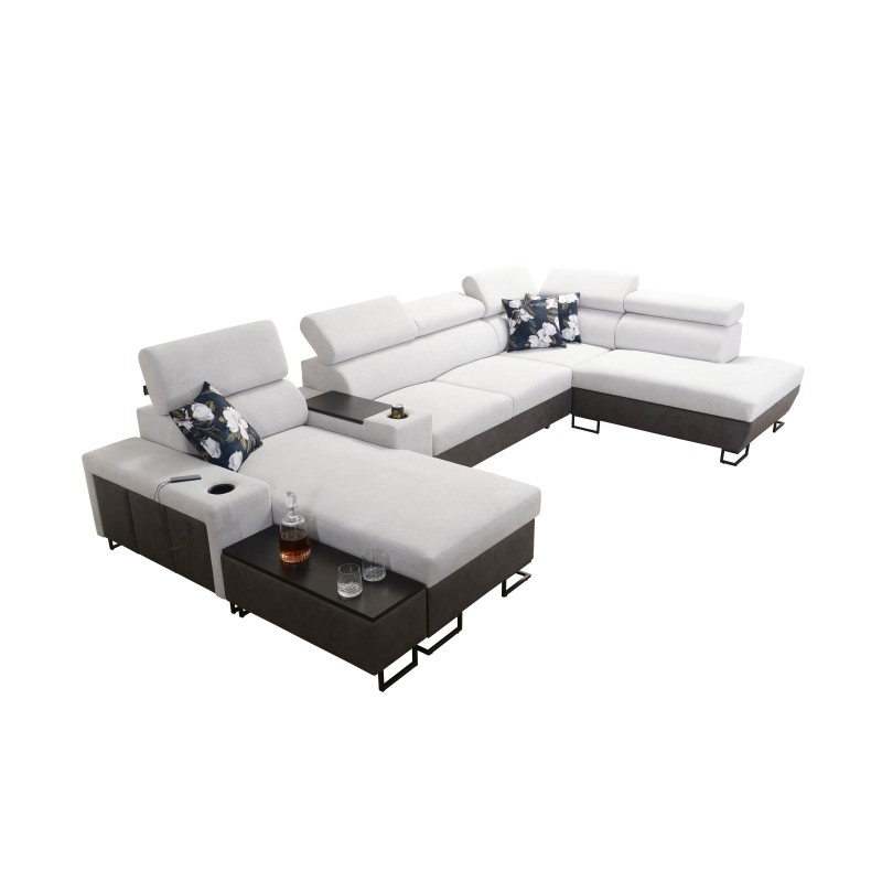 Sofá Esquinero en Forma de U Prestige V con Función de Cama y Puerto USB | Muebles de Alta Calidad