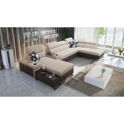 U-Shaped Prestige V Sectional Sofa with Sleeping Function and USB Port | High-Quality Furniture