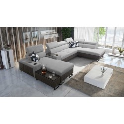U-Shaped Prestige V Sectional Sofa with Sleeping Function and USB Port | High-Quality Furniture