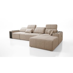 Elegant Corner Sofa Milano XII with Sleeping Function - Woven Fabric, Verita 09