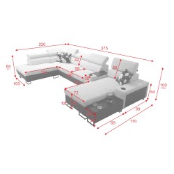 Sofá Esquinero en Forma de U Prestige V con Función de Cama y Puerto USB | Muebles de Alta Calidad