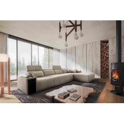 Elegantes Ecksofa Milano XII mit Schlaffunktion - Stoff Geflecht, Verita 09