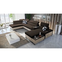 U-Shaped Prestige V Sectional Sofa with Sleeping Function and USB Port | High-Quality Furniture