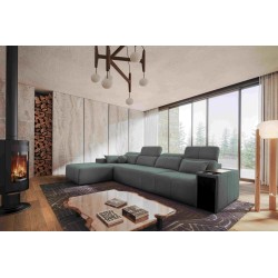 Elegant Corner Sofa Milano XII with Sleeping Function - Woven Fabric, Verita 88