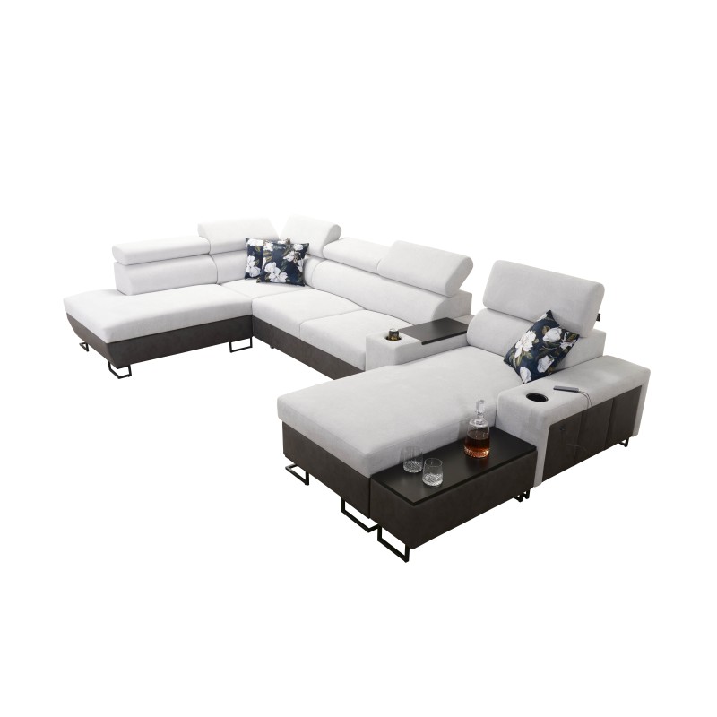 Sofá Esquinero en Forma de U Prestige V con Función de Cama y Puerto USB | Muebles de Alta Calidad