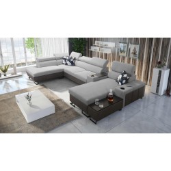 U-förmiges Ecksofa Prestige V mit Schlaffunktion und USB-Anschluss | Möbel von hoher Qualität